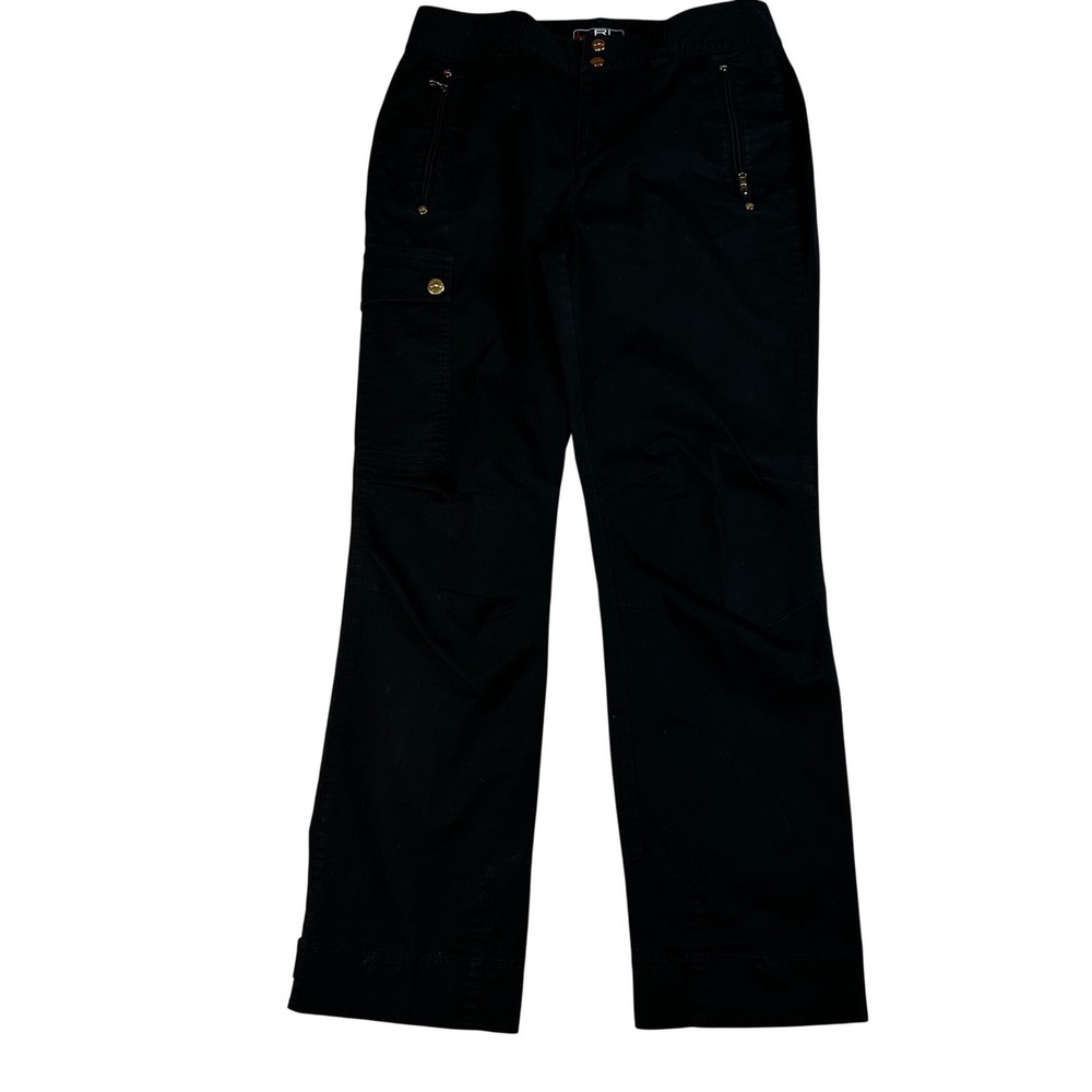 Ralph Lauren RL Active Black Cargo Pants Women's Size 8 Cotton Blend Zip Pockets